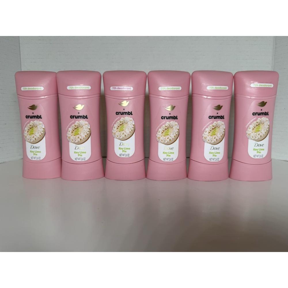 6 New Dove Crumbl Limited Ediiton Deodorant Stick Key Lime Pie, 2.6 Oz Each